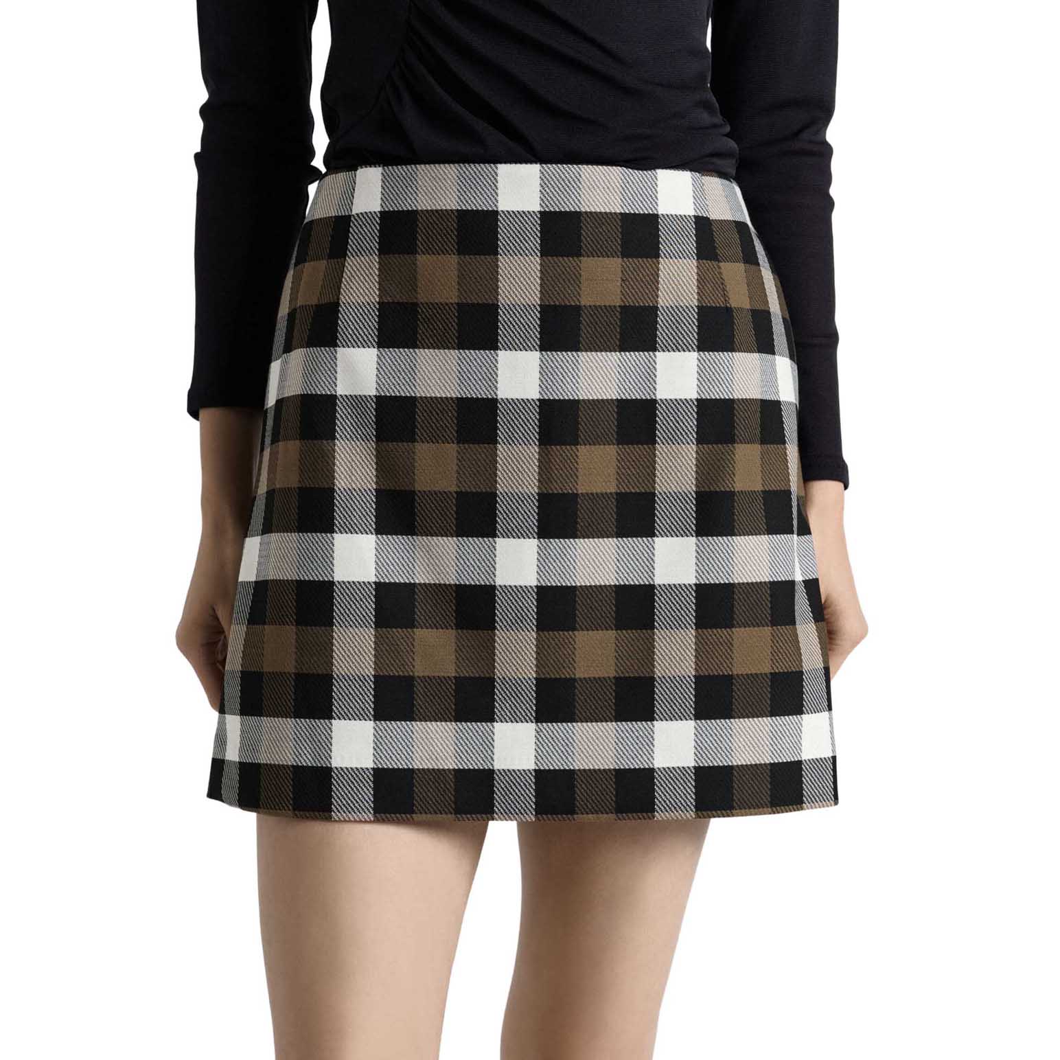 Cue Olive Check Mini Skirt